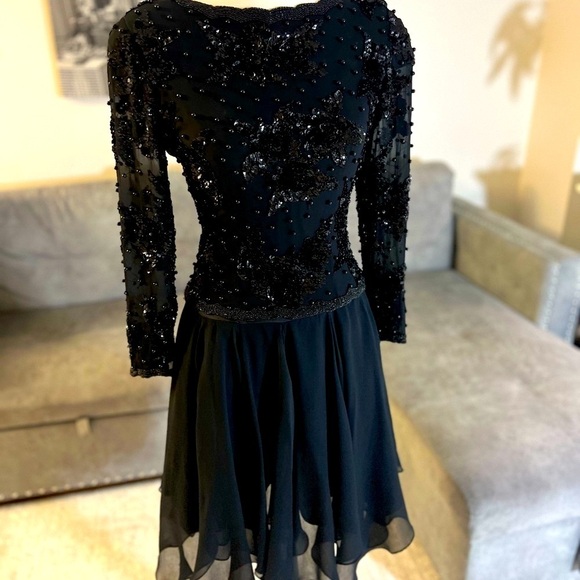 A.J. Bari Black Sequin Mini Dress✨ Retail $480 - Picture 3 of 16